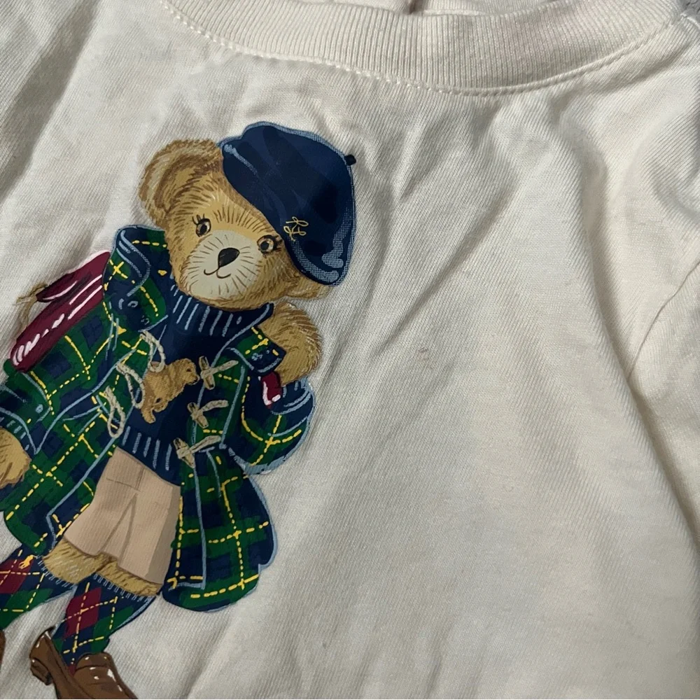 RALPH LAUREN Polo Bear Jersey Top Long Sleeve Ivory 24 months